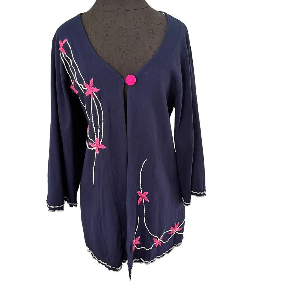 Rising International One Button Lettuce Hem Cotton Knit Jacket S/M